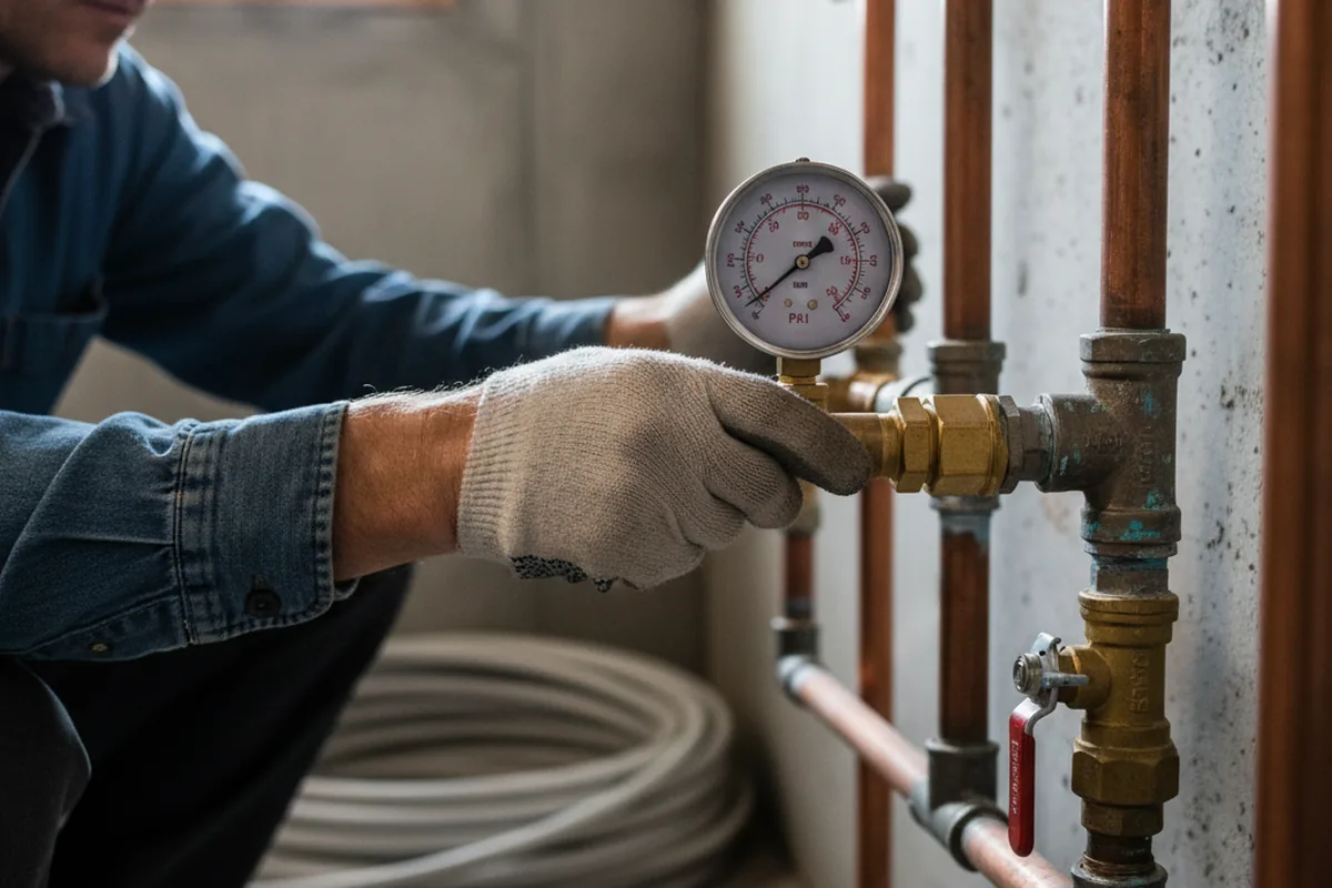 Pressure testing a repaired line during Water Line Repair in Yorktown Heights